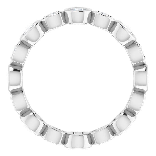 1.00 ct. Round Diamond Eternity Band Bezel Set Ring-VIRABYANI