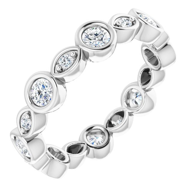 1.00 ct. Round Diamond Eternity Band Bezel Set Ring-VIRABYANI