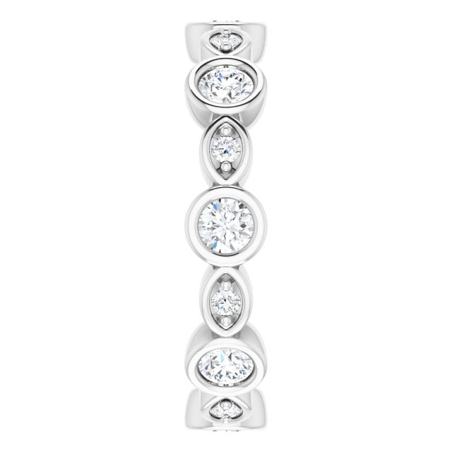 1.00 ct. Round Diamond Eternity Band Bezel Set Ring-VIRABYANI