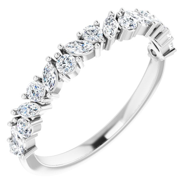 0.50 ct. Prong Set Marquise And Round Diamond Wedding Band-VIRABYANI