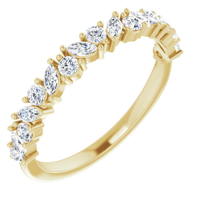 0.50 ct. Prong Set Marquise And Round Diamond Wedding Band-VIRABYANI