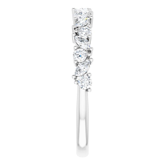 0.50 ct. Prong Set Marquise And Round Diamond Wedding Band-VIRABYANI