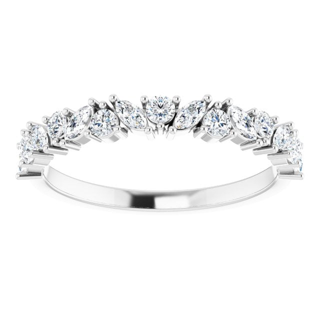 0.50 ct. Prong Set Marquise And Round Diamond Wedding Band-VIRABYANI