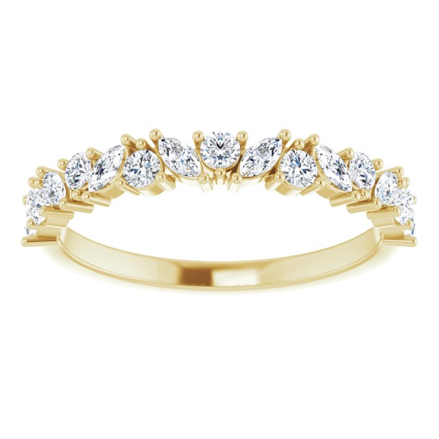 0.50 ct. Prong Set Marquise And Round Diamond Wedding Band-VIRABYANI