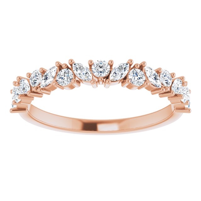 0.50 ct. Prong Set Marquise And Round Diamond Wedding Band-VIRABYANI