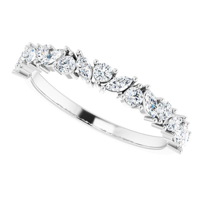 0.50 ct. Prong Set Marquise And Round Diamond Wedding Band-VIRABYANI