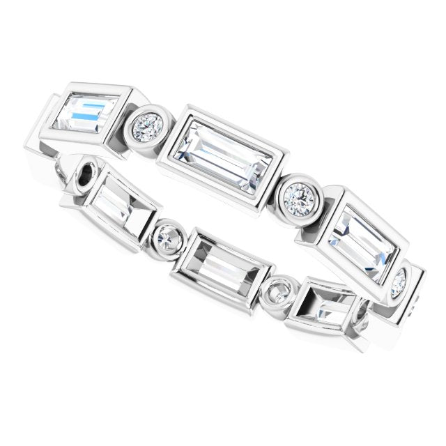 1.24 ct. Straight Baguette & Round Diamond Eternity Band-VIRABYANI