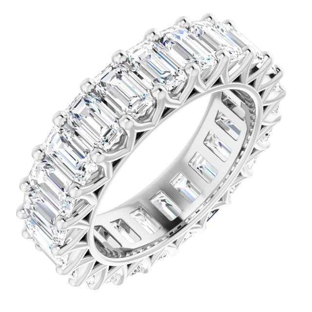 6.67 ct. Emerald Cut Diamond Eternity Band Shared Prong Ring-VIRABYANI