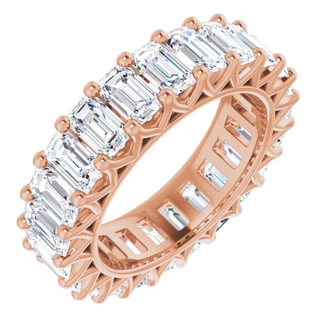 6.67 ct. Emerald Cut Diamond Eternity Band Shared Prong Ring-VIRABYANI