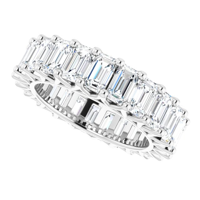 6.67 ct. Emerald Cut Diamond Eternity Band Shared Prong Ring-VIRABYANI