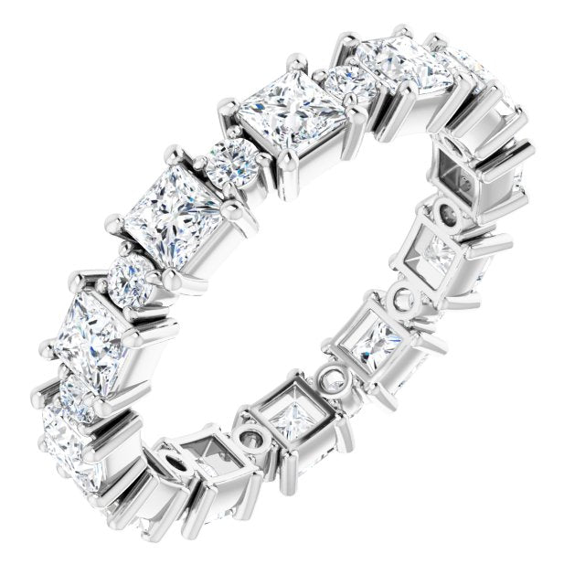 2.52 ct. Princess & Round Diamond Eternity Band-in 14K/18K White, Yellow, Rose Gold and Platinum - Christmas Jewelry Gift -VIRABYANI