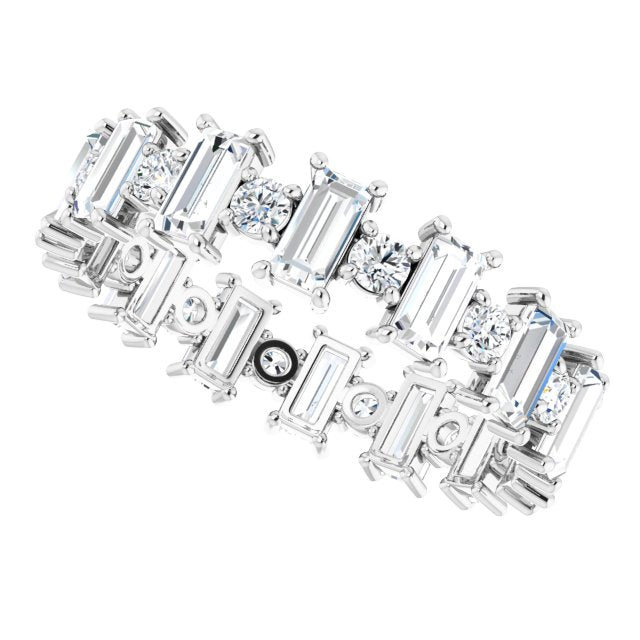 2.38 ct. Straight Baguette & Round Diamond Eternity Band-VIRABYANI
