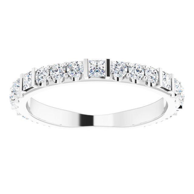 0.84 ct. Princess & Round Cut Diamond Wedding Band-VIRABYANI