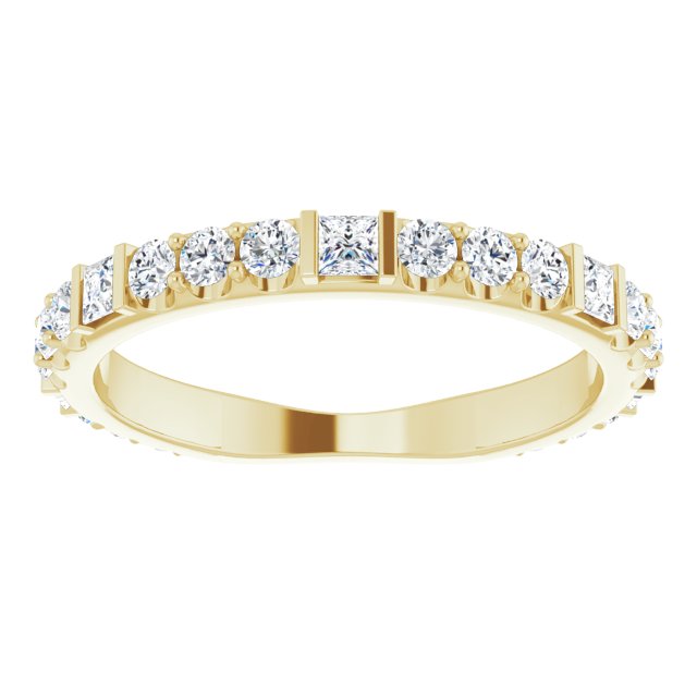 0.84 ct. Princess & Round Cut Diamond Wedding Band-VIRABYANI