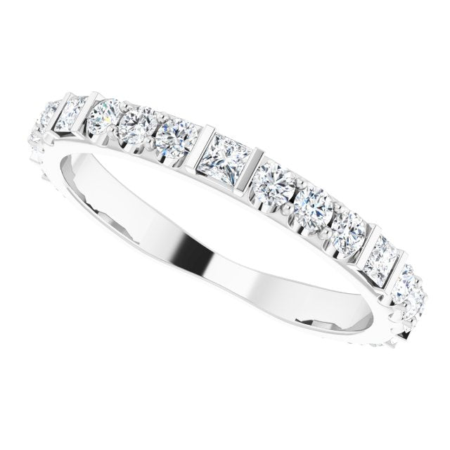 0.84 ct. Princess & Round Cut Diamond Wedding Band-VIRABYANI