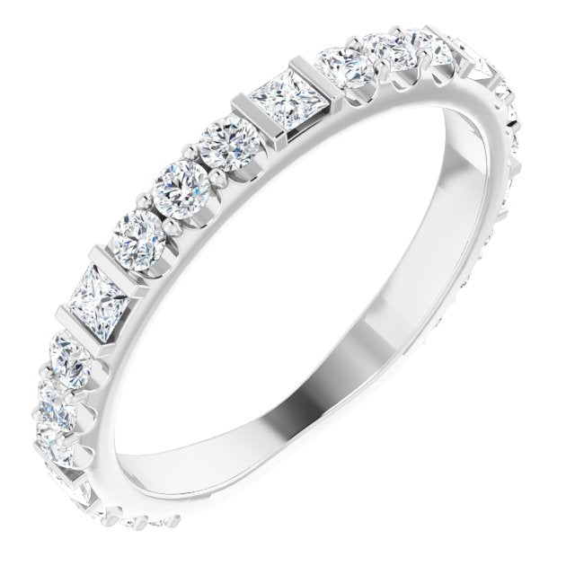 0.84 ct. Princess & Round Cut Diamond Wedding Band-VIRABYANI