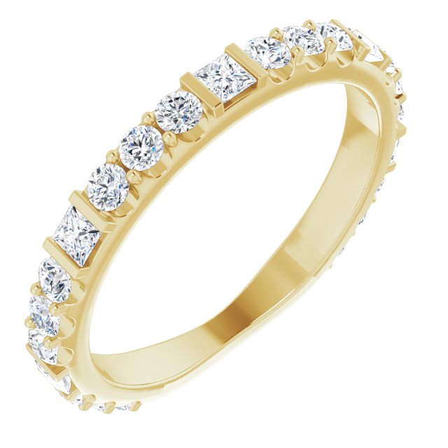 0.84 ct. Princess & Round Cut Diamond Wedding Band-VIRABYANI