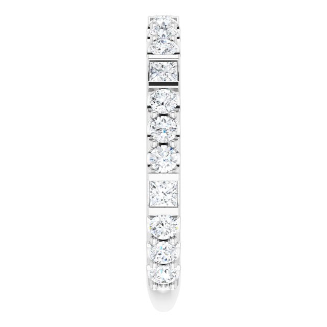 0.84 ct. Princess & Round Cut Diamond Wedding Band-VIRABYANI