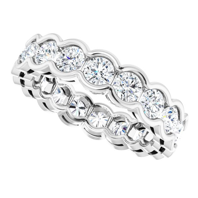 3.0 ct. Round Diamond Half Bezel Set Eternity Band-VIRABYANI