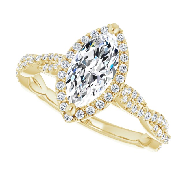 Marquise Cut Diamond Halo Engagement Ring-VIRABYANI