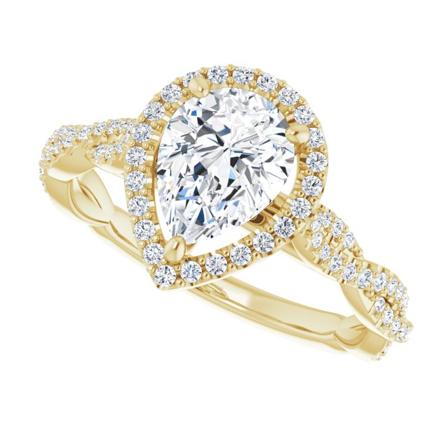 Pear Cut Diamond Halo Engagement Ring-in 14K/18K White, Yellow, Rose Gold and Platinum - Christmas Jewelry Gift -VIRABYANI