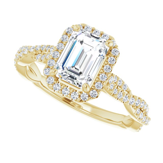 Emerald Cut Diamond Halo Engagement Ring-VIRABYANI