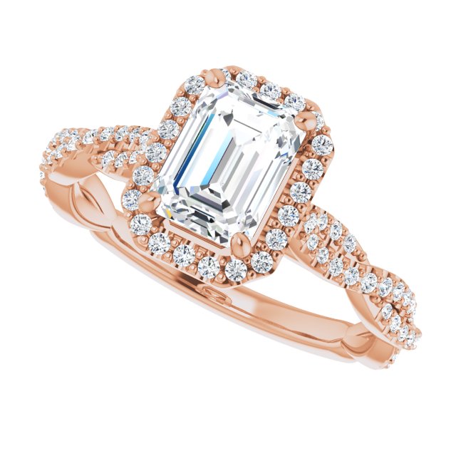 Emerald Cut Diamond Halo Engagement Ring-VIRABYANI