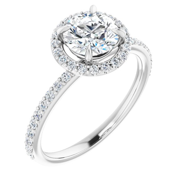 0.34 ctw Side Diamond Round Cut Halo Engagement Ring-in 14K/18K White, Yellow, Rose Gold and Platinum - Christmas Jewelry Gift -VIRABYANI