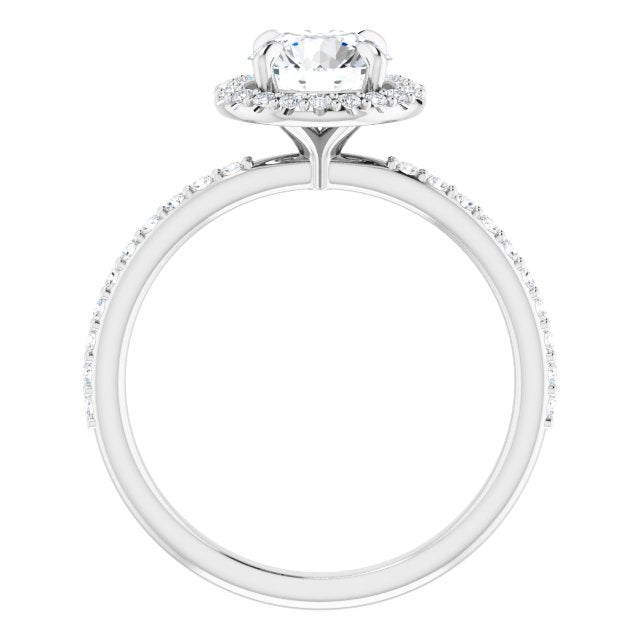 0.34 ctw Side Diamond Round Cut Halo Engagement Ring-in 14K/18K White, Yellow, Rose Gold and Platinum - Christmas Jewelry Gift -VIRABYANI