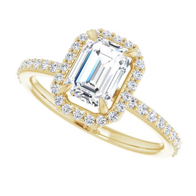 Emerald Cut Diamond Halo Engagement Ring-in 14K/18K White, Yellow, Rose Gold and Platinum - Christmas Jewelry Gift -VIRABYANI