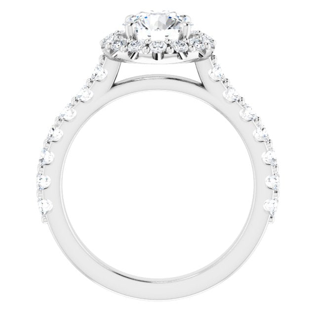 0.77 ctw Side Diamond Round Cut Halo Engagement Ring-in 14K/18K White, Yellow, Rose Gold and Platinum - Christmas Jewelry Gift -VIRABYANI
