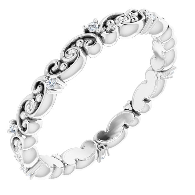 Art Deco Style Stackable Diamond Eternity Band-VIRABYANI