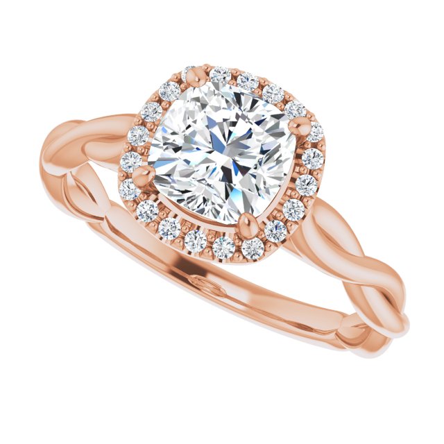 Cushion Cut Diamond Halo Engagement Ring-in 14K/18K White, Yellow, Rose Gold and Platinum - Christmas Jewelry Gift -VIRABYANI