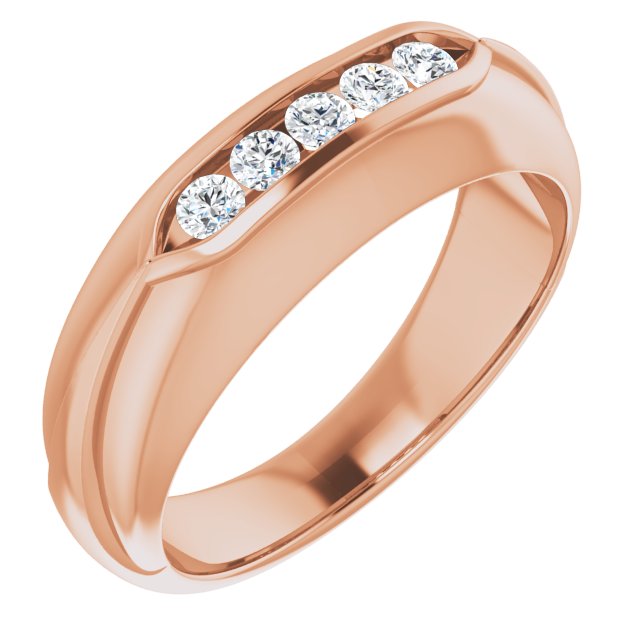 Dome Five Stone Channel Set Round Diamond Men's Ring-VIRABYANI