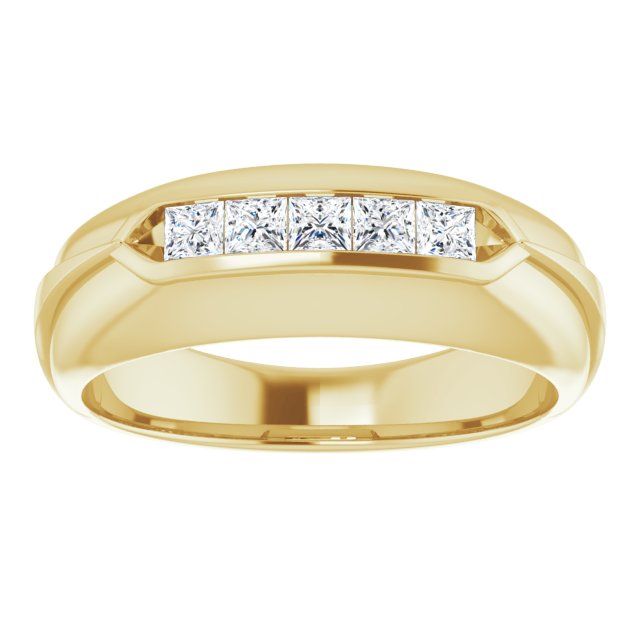 0.50 ctw Channel Set Princess Diamond Men's Ring-in 14K/18K White, Yellow, Rose Gold and Platinum - Christmas Jewelry Gift -VIRABYANI