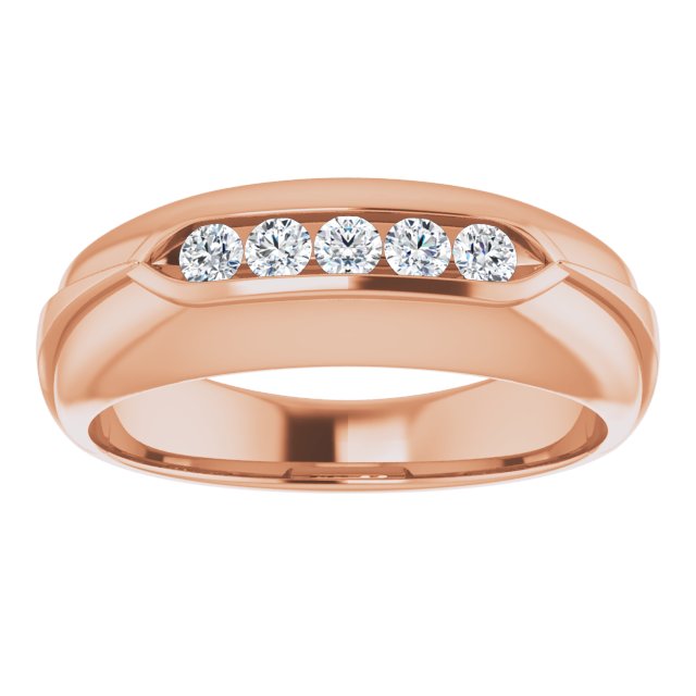 Dome Five Stone Channel Set Round Diamond Men's Ring-VIRABYANI