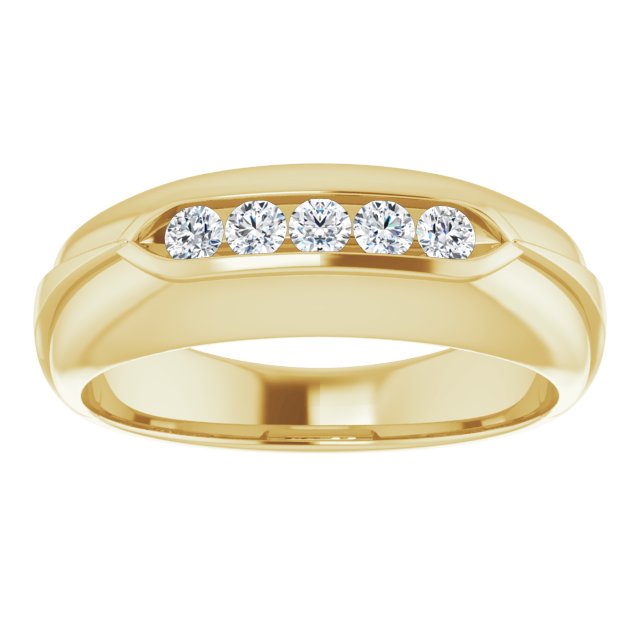 Dome Five Stone Channel Set Round Diamond Men's Ring-VIRABYANI