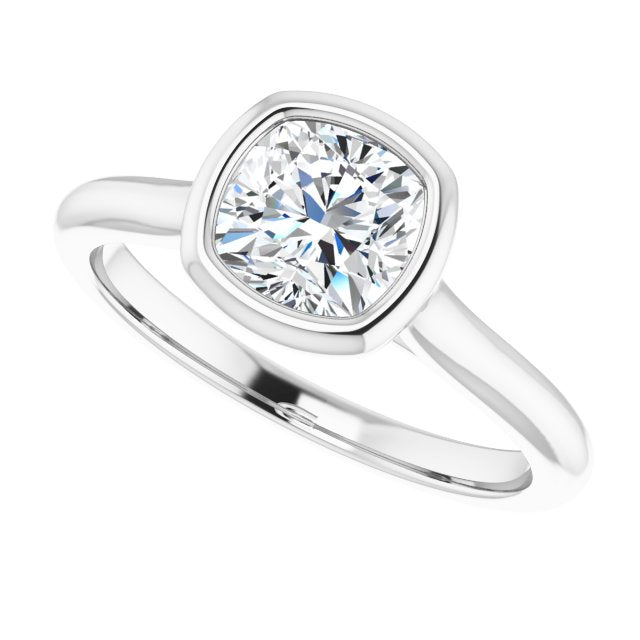 Luna Bezel Cushion Solitaire Engagement Ring-VIRABYANI