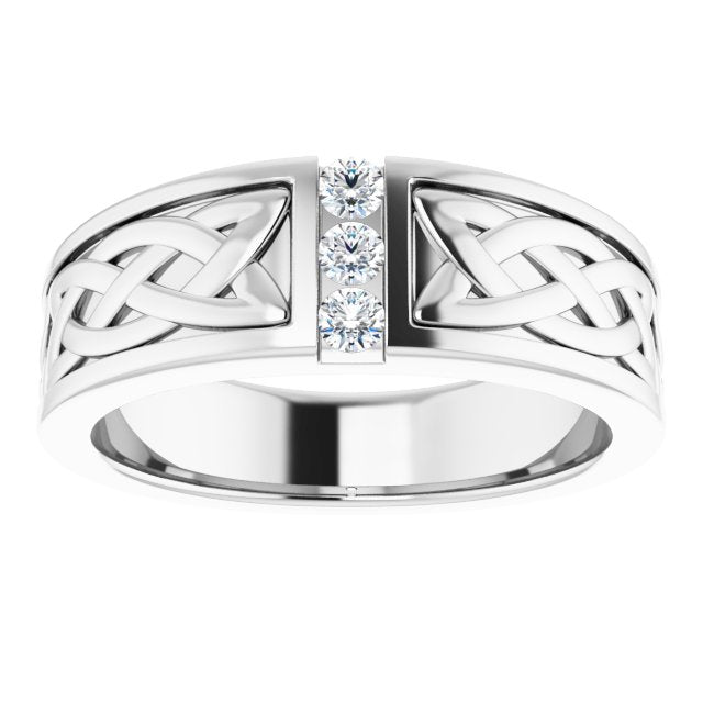 Celtic Knot Design 0.20 ctw Round Diamond Men's Ring-in 14K/18K White, Yellow, Rose Gold and Platinum - Christmas Jewelry Gift -VIRABYANI