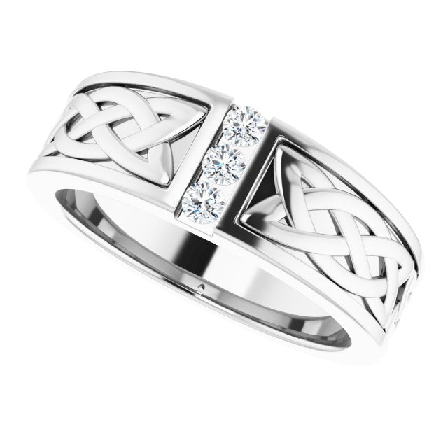 Celtic Knot Design 0.20 ctw Round Diamond Men's Ring-in 14K/18K White, Yellow, Rose Gold and Platinum - Christmas Jewelry Gift -VIRABYANI