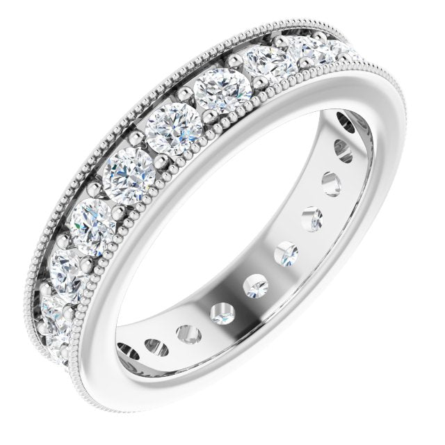 1.76 ct. Round Diamond Eternity Band Milgrain Accent Ring-VIRABYANI