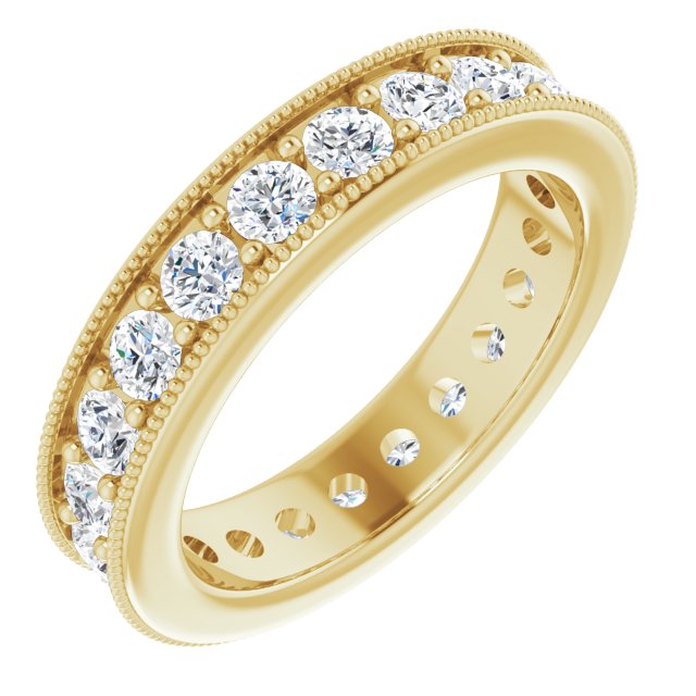 1.76 ct. Round Diamond Eternity Band Milgrain Accent Ring-VIRABYANI