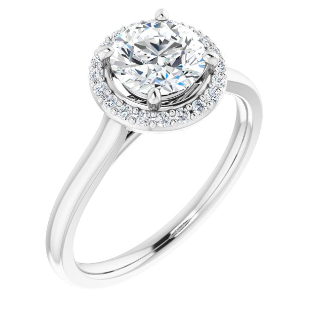 0.15 ctw Side Diamond Round Cut Halo Engagement Ring-in 14K/18K White, Yellow, Rose Gold and Platinum - Christmas Jewelry Gift -VIRABYANI