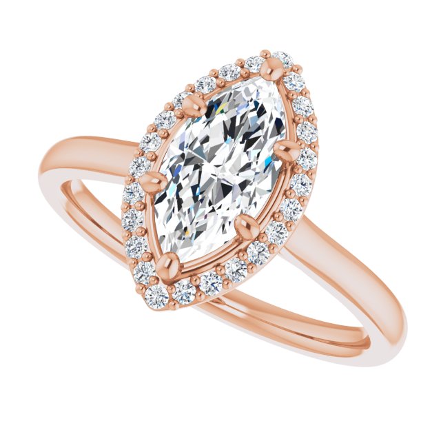 Marquise Cut Diamond Halo Engagement Ring-VIRABYANI