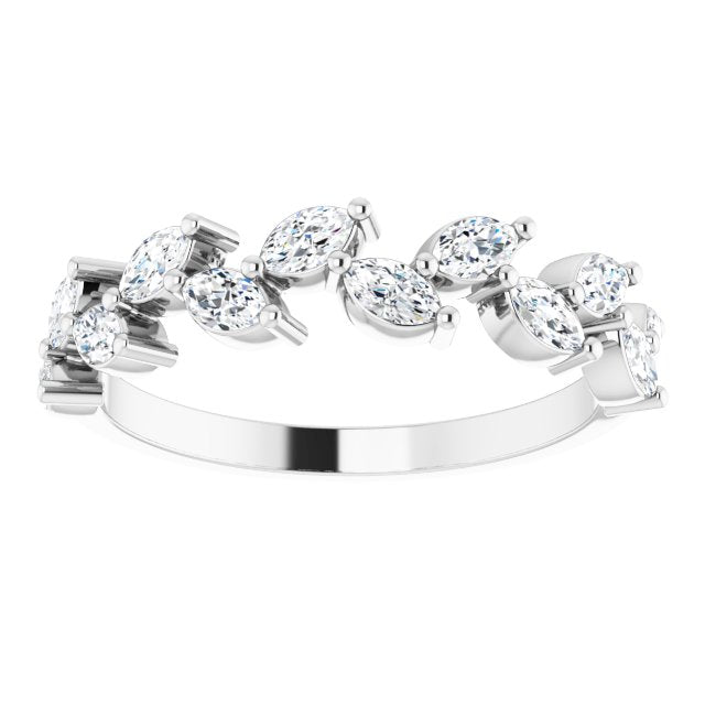0.84 ct. Prong Set Marquise Diamond Wedding Band-in 14K/18K White, Yellow, Rose Gold and Platinum - Christmas Jewelry Gift -VIRABYANI