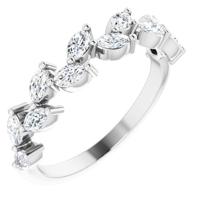 0.84 ct. Prong Set Marquise Diamond Wedding Band-in 14K/18K White, Yellow, Rose Gold and Platinum - Christmas Jewelry Gift -VIRABYANI