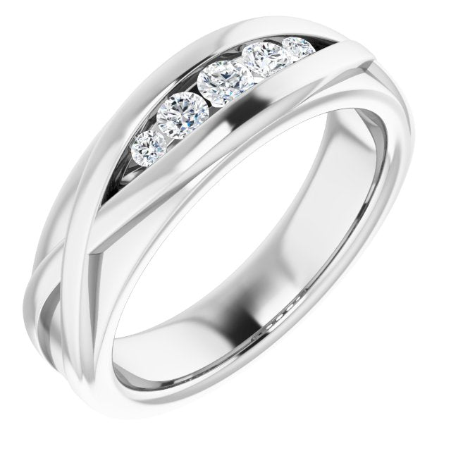 0.33 ctw Channel Set Round Diamond Men's Ring-in 14K/18K White, Yellow, Rose Gold and Platinum - Christmas Jewelry Gift -VIRABYANI