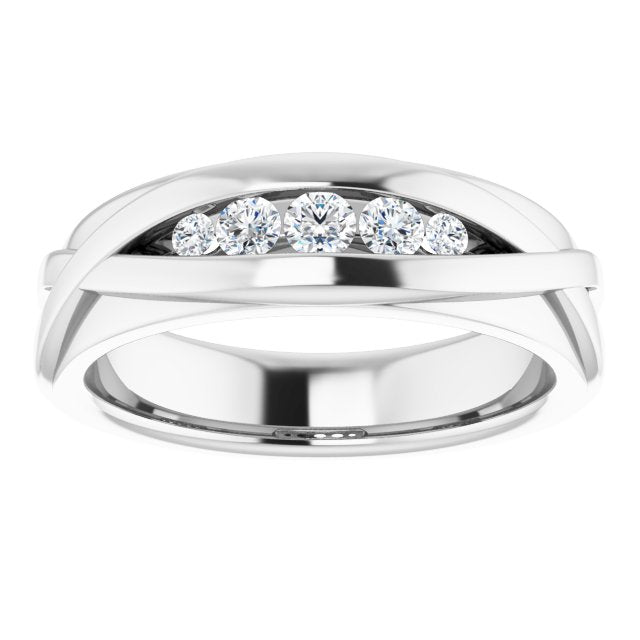 0.33 ctw Channel Set Round Diamond Men's Ring-in 14K/18K White, Yellow, Rose Gold and Platinum - Christmas Jewelry Gift -VIRABYANI