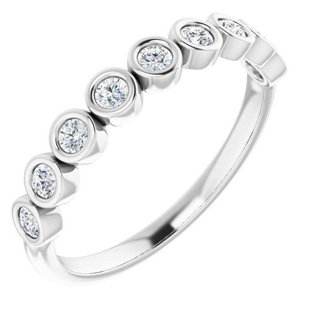 Round Diamond Bezel Set Wedding Band-VIRABYANI
