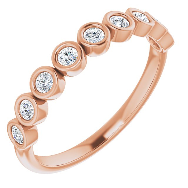 Round Diamond Bezel Set Wedding Band-VIRABYANI